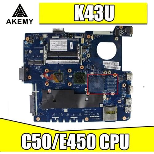 Laptop motherboard PBL50 LA-7321P with C50/E450 CPU For ASUS K43U X43U, almost new, full test and free shipping