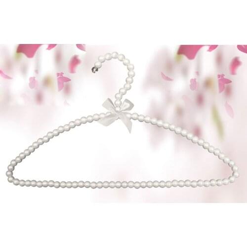 Fashion 39cm ABS Plastic Pearl Clothes Hanger Hook Holder Rack White Bowknot for Adults Kids Children Pet Dog Cat