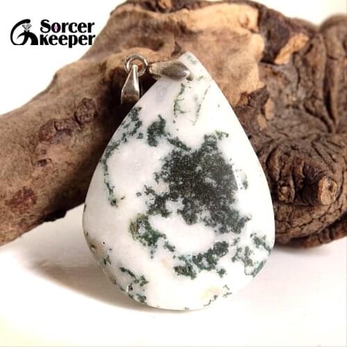 Fashion Women Man Necklace Pendant Big Natural Moss Agates Stone Pendant Slide Healing Crystals Pendant for Jewelry Making CS212