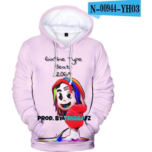 Fashion Design Trendy Populaire 3 Gedrukt 6IX9INE Hoodies sweatshirts Idol Mannen/vrouwen Hoge Kwaliteit Truien casual Men/women