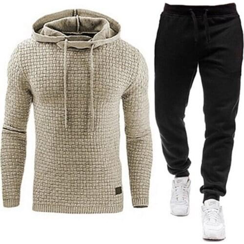 2021Autumn Winter Mens Tracksuit 2 Piece Sets Joggers Pullover Hooded Sweatshirts Sports Suits Male Casual Pants and Hoodies
