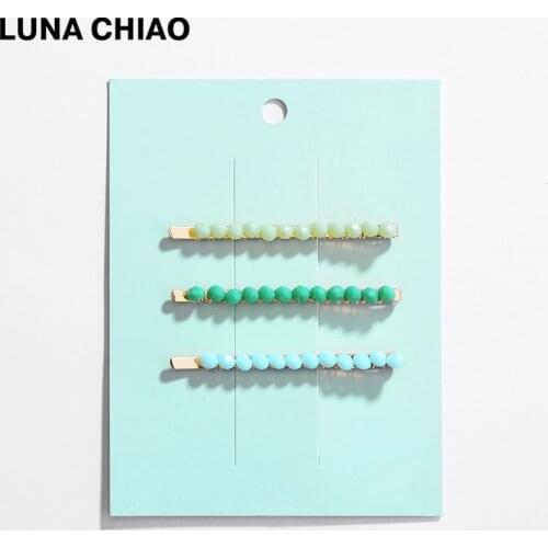 LUNA CHIAO Women Fancy Hair Accessories Crystal Braided Knitted Glass Hair Clips Slim Hair Pin Set for Girls