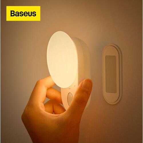 Baseus LED Night Lights Magnetic Motion Sensor Light Indoor USB Rechargeable Wall Lamps Decor Moon Lamp for Bedroom & Depot