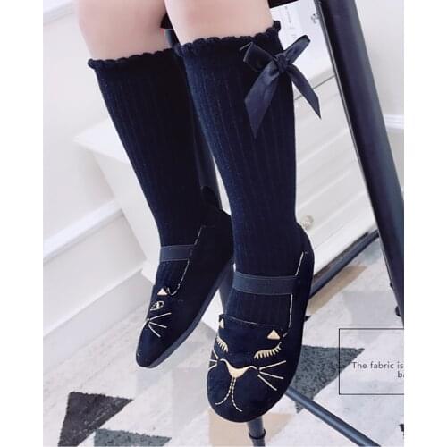 Baby Girls Socks Knee High with Bows Princess Socks Girl Cute Baby Socks Long Tube Kids Children Booties Vertical Striped Socks