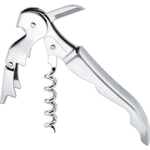 New Stainless Steel Corkscrew Double Hinged Waiters Wine Bottle Opener Lever Tool