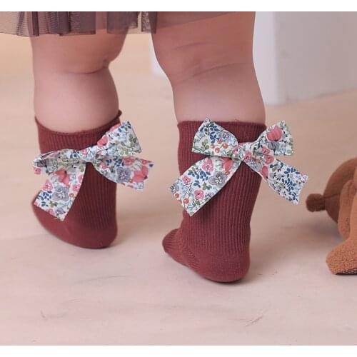 Baby Newborn Girls Solid Non-slip Sock Baby Infant Toddler Girl Floral Bow Knot Soft Cotton Warm Cute Socks 0-5Y New