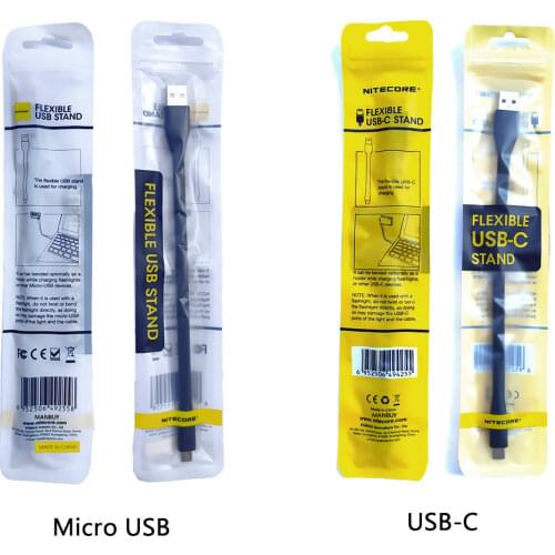 NITECORE Original accessories Flexible USB-C Stand Charging Cable TypeC for TIPSE TINI2 MH12V2 MH10V2 MH12S Flashlight Headlamp
