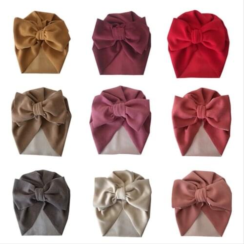 Autumn and Winter Imitation Cashmere Baby Girls Hats Fashion Handmade Bows Caps Newborn Bowknot Headwear Children Bonnet
