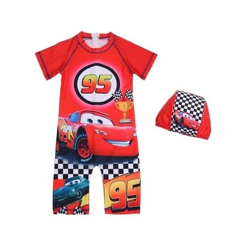 Beach mickey mouse Children clothing car girl boy children Siamese short-sleeved cartoon children swimwear