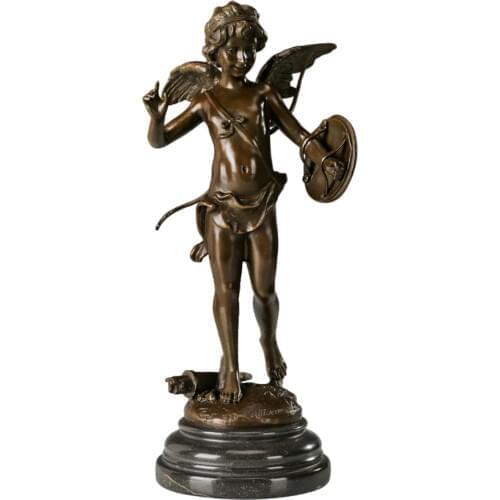 Young Cupid Statue Figurine Bronze Greek Eros Sculpture Antique Classical Art Home Desktop Decoration Wedding Gift