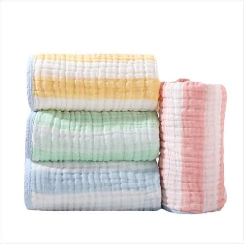6 Layers Solid Color Baby Bath Towel Muslin 100% Cotton Towels Neonatal Child Absorb Blanket Swaddle Wrap Bdding 110 * 110 CM