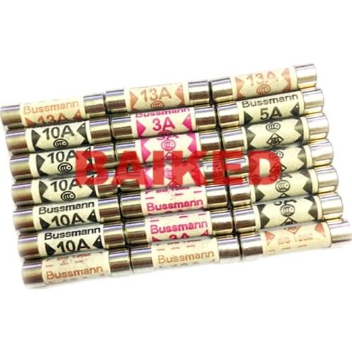 British Bussmann Fuses BS1362 6*25MM Filling sand Riot Ceramic fuse 6x25mm 1A 2A 3A 5A 10A 13A 15A 20A 240V TDC180