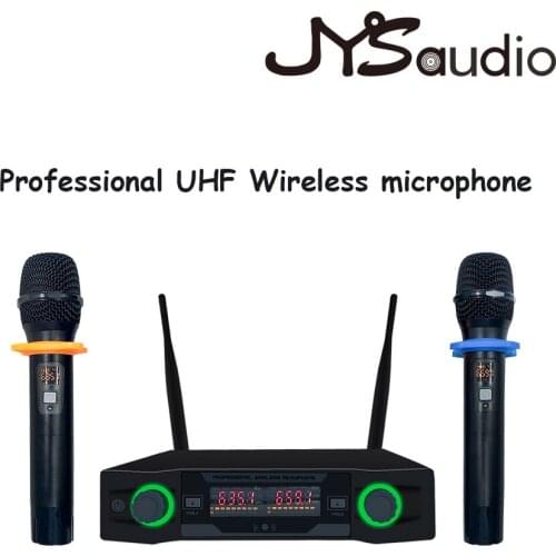 Professional UHF Karaoke Wireless Microphone System Music Stage Sound System Long Range Dual Metal Handheld Mic Transmitter