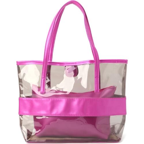 Women Transparent Shopping Bags Jelly Clear Beach Handbag Tote Shoulder Bag 20CA