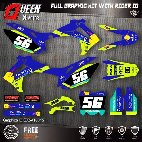 QUEEN X MOTOR Custom Team Graphics Backgrounds Decals Stickers Kit For HONDA 2014-2017 CRF250R 2013-2016 CRF450R 015