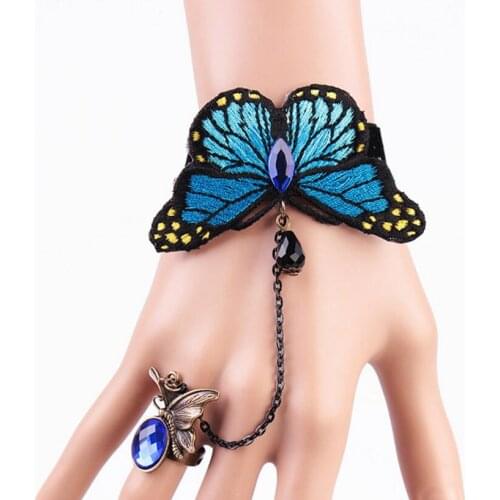 Colorful Embroided Butterfly Velvet Bracelet