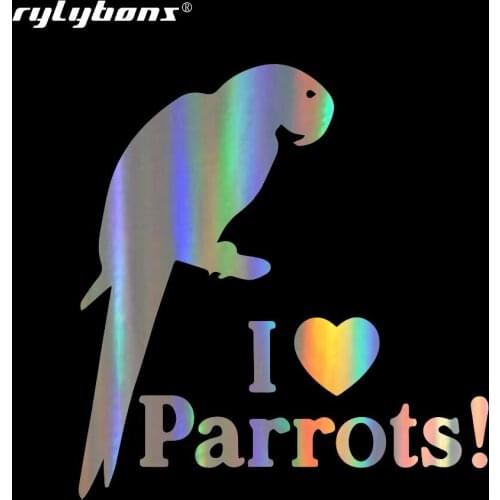 Rylybons I Love Parrots Stickers and Decal Car-Styling for Car Accessories on Windows Wall Body Full Body Car Sticker