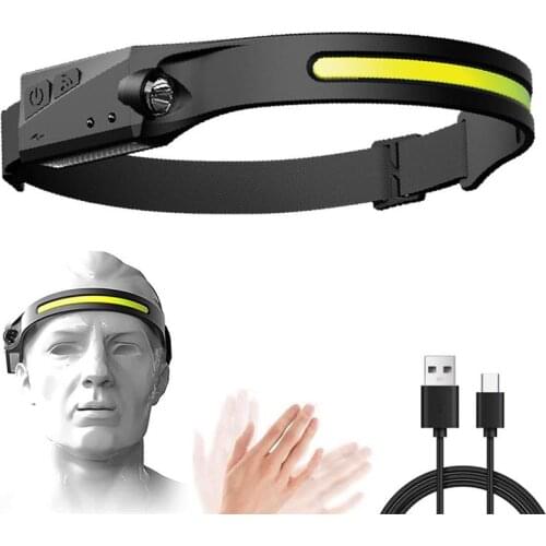 COB LED Headlamp USB Rechargeable Head Lamp With LED Glare Induction 230° Illumination COB Headlight Outdoor LED Work Headlight