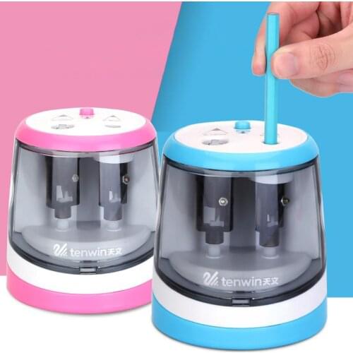 Tenwin 8016 Electric Auto Pencil Sharpener Two-hole Battery Operated Sharpener 6-12mm Diameter Writing And Drawing Pencils