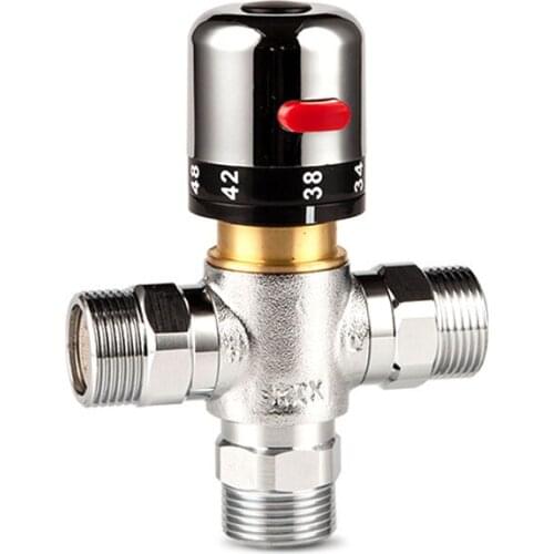 Solar Water Heater Thermostatic Mixer Valve Brass Chrome Bathroom Faucet Temperature Mixer Control DN15/20/25 Faucet Valve