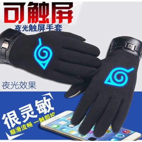 Teenage Mutant Ninja Thickened Kakasi Round-Eye Night Light Touch Screen Warm Full Finger Gloves Mens Winter Cycling Gloves