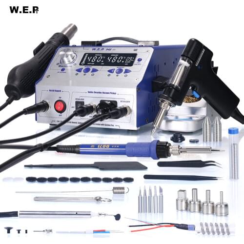 WEP 948-II Suction Tin Gun Desoldering Station Hot Air Gun Soldering Iron Suction Pen 4 IN 1 Intelligent Soldering Station