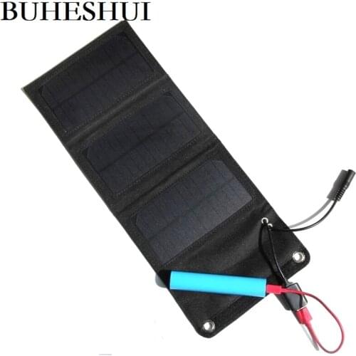 BUHESHUI 5V/18V/12V 6W Solar Panel Charger USB+DC Output Foldable Portable Solar Charger For Mobile Power Bank 12V Battery 2pcs