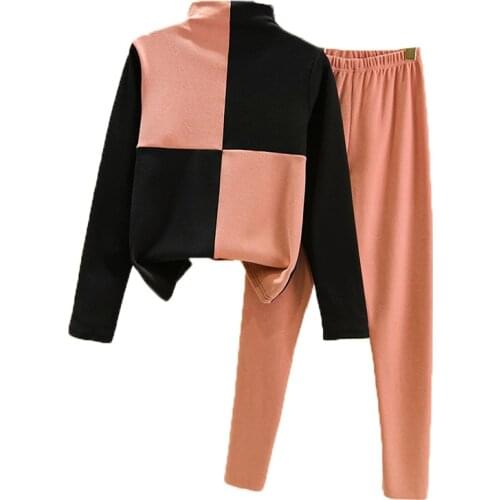 Women Turtleneck Thermo Underwear Sets Long Johns Thermal Suit Underwear Winter Female Shapewear Microfiber Shirts + Pants 1 N3