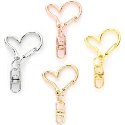10pcs Split Ring Alien Love Heart shaped Keychains Metal Key Chain Ring Split Rings Unisex Keyring Keyfob Accessories DIY