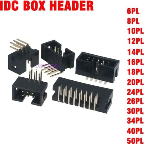 10PCS DC3 6P 8P 10P 12P 14P 16P 20P 26P 30P 34P 40P 50P 64P 2.54mm Socket Header Connector ISP Male Double-Spaced Angle IDC JTAG