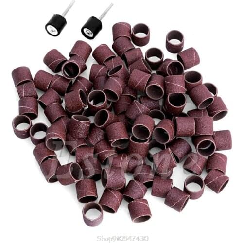 100pc Refills Grit Sanding Paper Bands 1/2\" Drum & 2pc Mandrel For Rotary Tool N23 20 Dropship