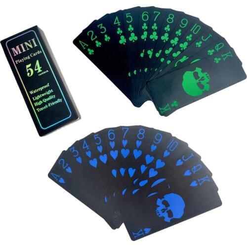 55pcs/set Waterproof Plastic PVC MINI Playing Cards Black Cool Entertainment Skull Poker Cards Lightweight Game Cards