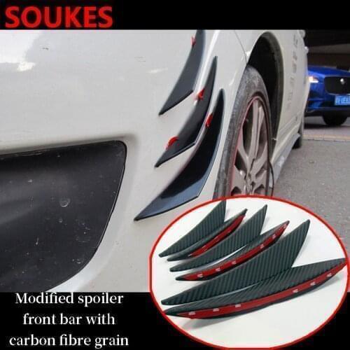 6PCS Carbon Car Bumper Fender Spoiler Sticker For Volvo S60 XC90 V40 V70 V50 V60 S40 S80 XC60 XC70 Nissan Qashqai X-TRAIL Juke T