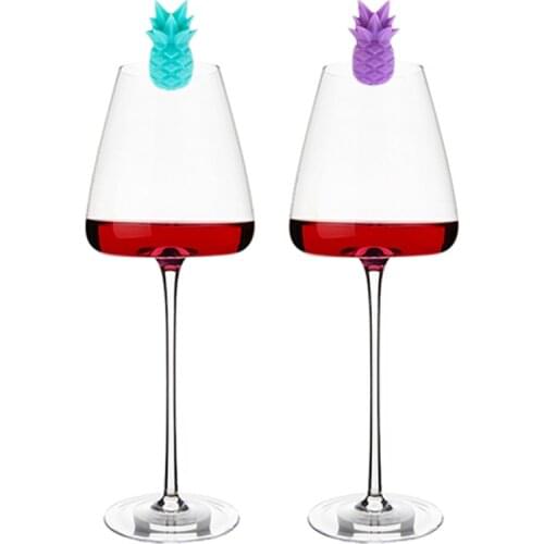 6pcs Creative Silicone Rubber Pineapple Wine Glass Mark Party Bar Multi-Purpose Cup Holder Tableware Distinguish Ornament