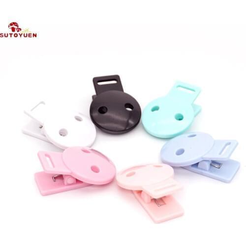 6pcs Round Head Pacifier Clips Dummy Soother Holder Clip DIY Beads Baby Teether Toys Chain Plastic Pacifier Clips Accessories