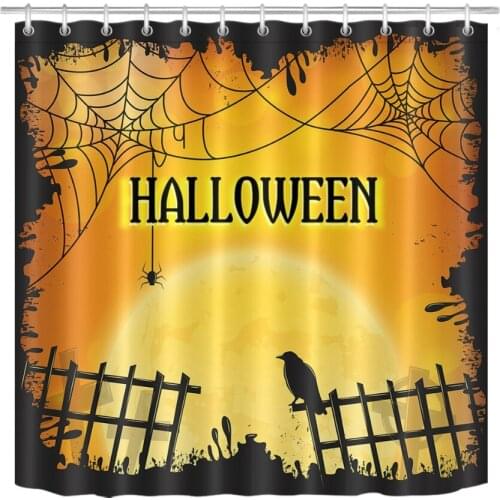 72'' Bathroom Waterproof Fabric Shower Curtain 12 Hooks Sight Blocking Bath Accessory Sets The Crow Stood On The Fence Halloween