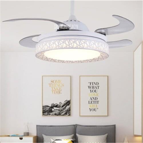 9024 42inch Modern Simple Birds Nest LED Invisible Ceiling Fan Light Chinese Retro Electric Pendant Fan With Led 110/220V