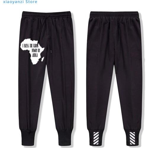 Africa men pants I Bless Rains Down In Mens Casual Sweatpants Black Solid High Street Track Trousers High Quality Sportswear