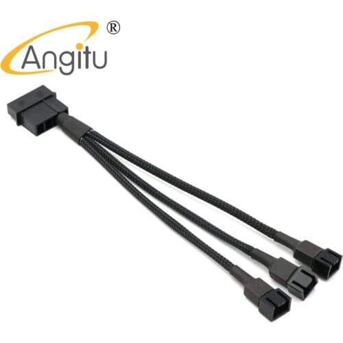 Angitu 12V 4pin IDE Molex to 3-Port 3Pin/4Pin Power Supply Cooler Cooling Fan Splitter Power Cable