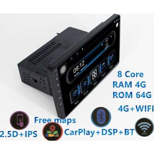 8Core Ram4g Rom64g with DSP Carplay 1din Android9.1 car stereo radio 4G universal car Multimedia Player for kia toyota
