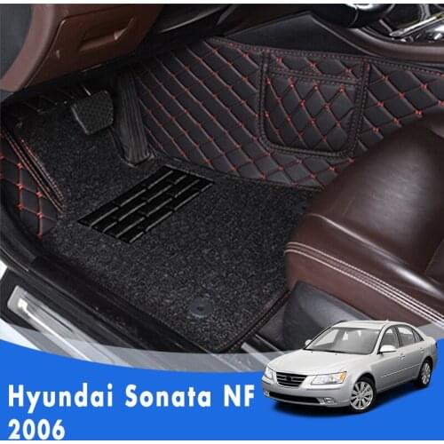 Custom Car Floor Mats For Hyundai Sonata NF 2006 Luxury Double Layer Wire Loop Foot Pads Car Accessories Decoration Carpet Cover