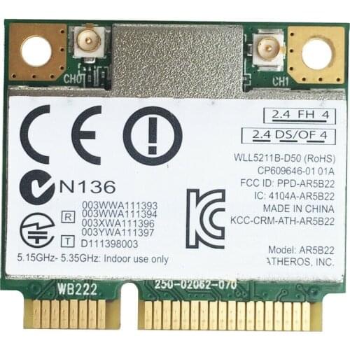Wireless WIFI Card For Atheros AR9462 AR5B22 Mini PCI-E 802.11N WIFI WLAN CARD Bluetooth-Compatible 4.0 2.4 & 5Ghz Brand New