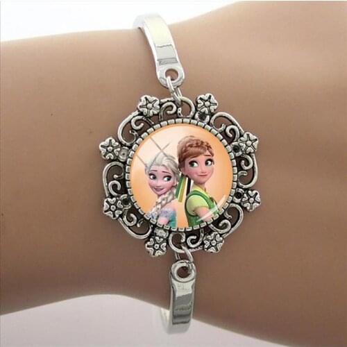 Disney Frozen Dome Bracelet Charm Bracelet Art Photo Glass Ladies Gift Fashion High Quality Lace Bracelet