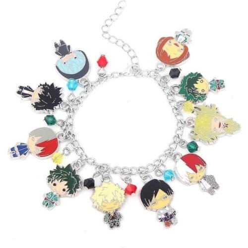 Wholesale 5 Pcs Japanese Anime My Hero Academia Bracelets Zinc Alloy Cartoon Hand Accessories for Women Men Jewelry Cosplay Gift