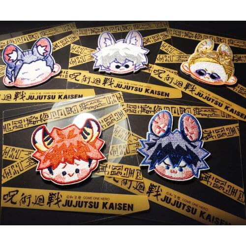 Anime Jujutsu Kaisen Embroidery Cloth Badge Brooch Pins Nanami Kento Gojo Satoru Geto Suguru Fushiguro Megumi Souvenir Cosplay