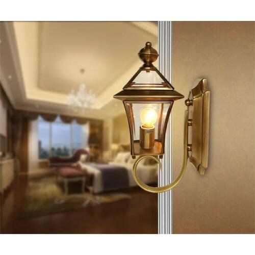 European all copper wall lamp Wall Lamps balcony corridor outdoor courtyard bedroom copper wall lamp waterproof LU623 ZL407