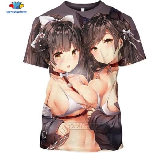 SONSPEE Summer Hot Sexy Body Cartoon Loli Tshirt Man 3D Print Anime Game Azur Lane T Shirt Women Gym Clothing Harajuku Style Top