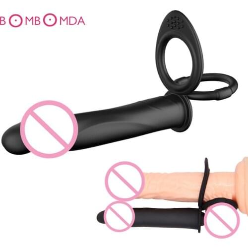 Simulation Penis Dildo with Delay Cock Ring,Couple Resonance Vibrator,imitation Penis & Scrotum Rings Vibrating Vibrator Toys O2