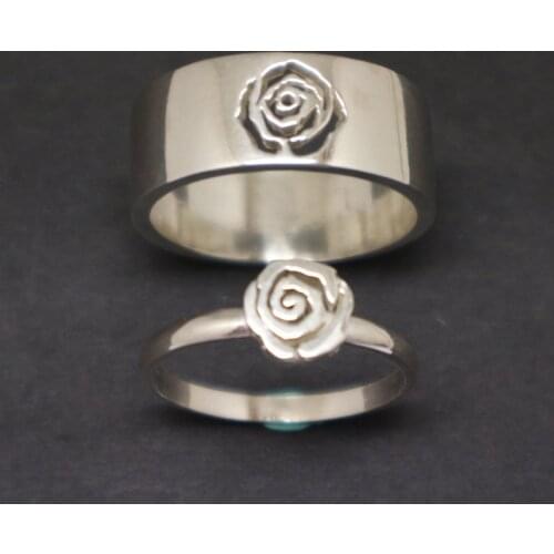 Men Womens Hollow Carving Rose Flower Couple Rings Lovers Jewelry Wedding Rings Set Stackable Finger Ring Promise Jewelry Gift