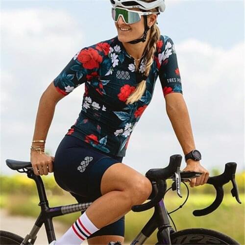 Tres Pinas Team Cycling Jersey Set Women Ciclismo Maillot Summer Bike Outdoor Suit Manga Corta Top Bib Shorts Quick Dry Uniform
